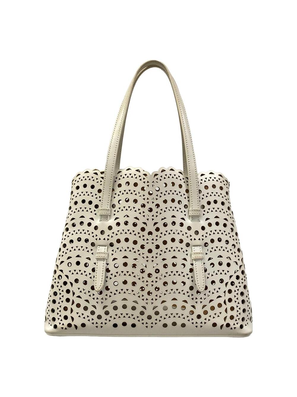 Alaia Mina25 White Leather Tote Bag #339831A14B